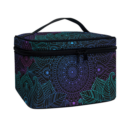 Purple And Teal Mandala Print Travel Makeup Bag