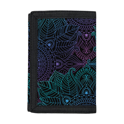 Purple And Teal Mandala Print Trifold Wallet