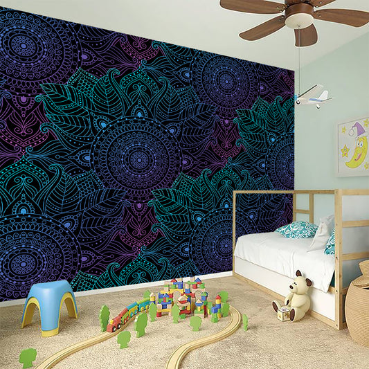 Purple And Teal Mandala Print Wall Sticker