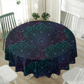 Purple And Teal Mandala Print Waterproof Round Tablecloth