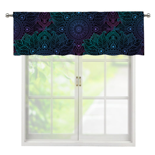 Purple And Teal Mandala Print Window Valance