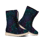 Purple And Teal Mandala Print Winter Boots