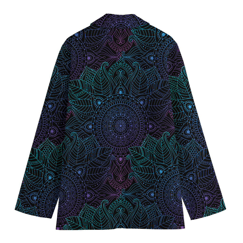 Purple And Teal Mandala Print Women's Blazer
