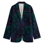 Purple And Teal Mandala Print Women's Cotton Blazer