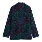 Purple And Teal Mandala Print Women's Cotton Blazer