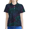 Purple And Teal Mandala Print Women's Polo Shirt