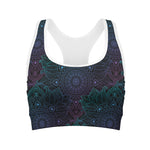 Purple And Teal Mandala Print Women's Sports Bra