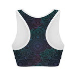 Purple And Teal Mandala Print Women's Sports Bra