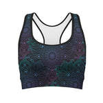 Purple And Teal Mandala Print Women's Sports Bra