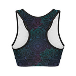 Purple And Teal Mandala Print Women's Sports Bra