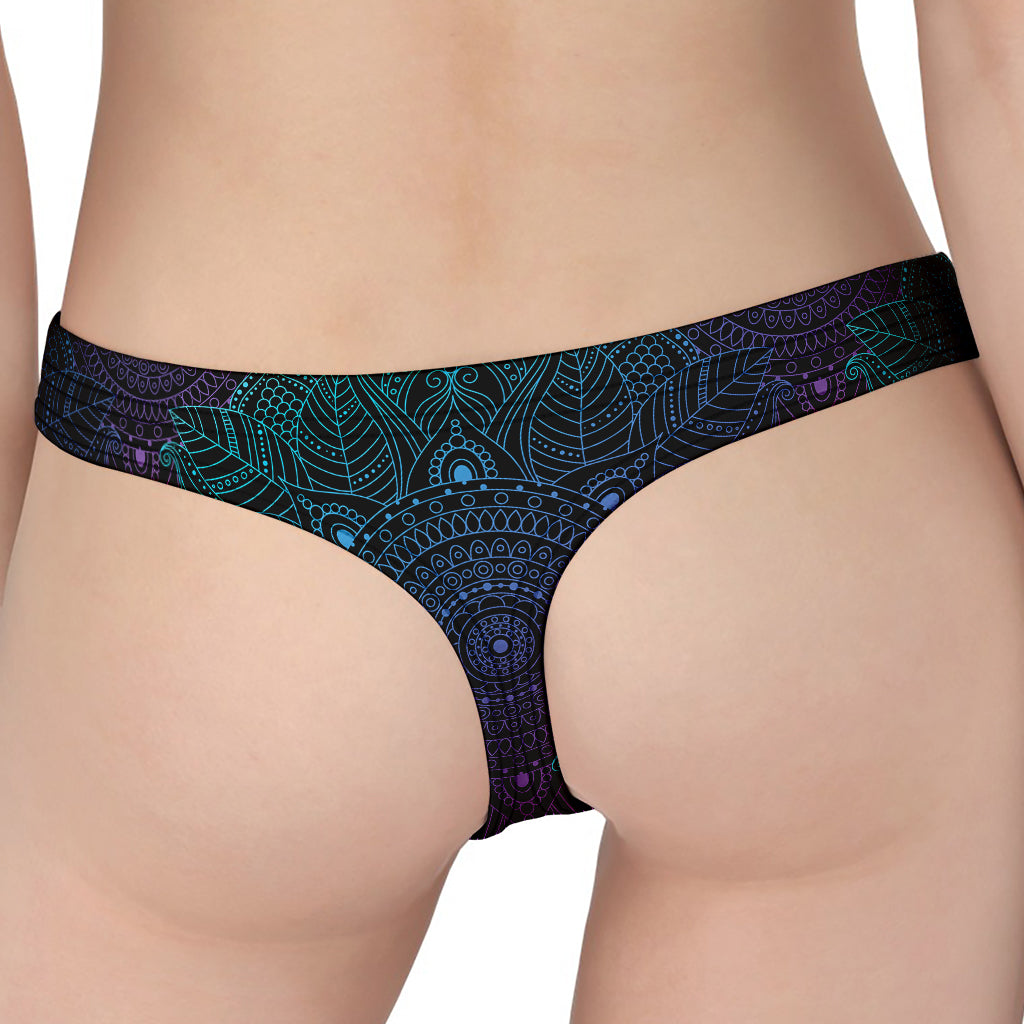 Purple And Teal Mandala Print Women's Thong