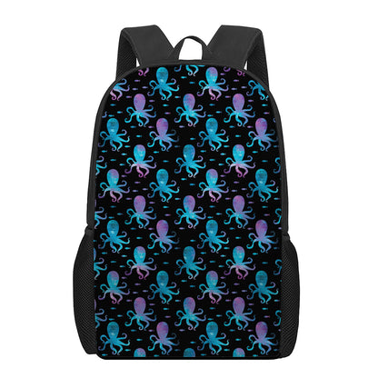 Purple And Teal Octopus Pattern Print 17 Inch Backpack