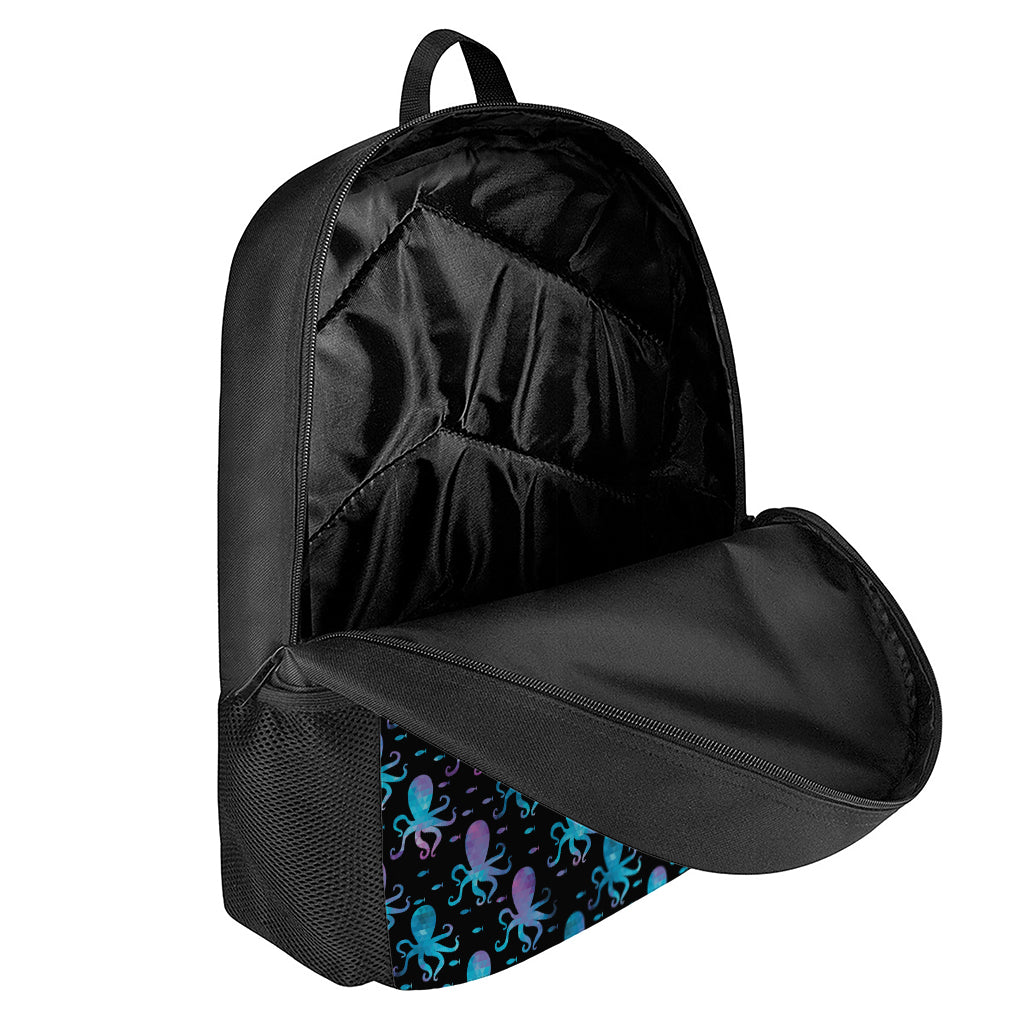 Purple And Teal Octopus Pattern Print 17 Inch Backpack