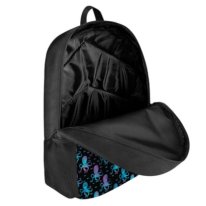 Purple And Teal Octopus Pattern Print 17 Inch Backpack