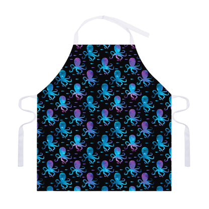 Purple And Teal Octopus Pattern Print Adjustable Apron