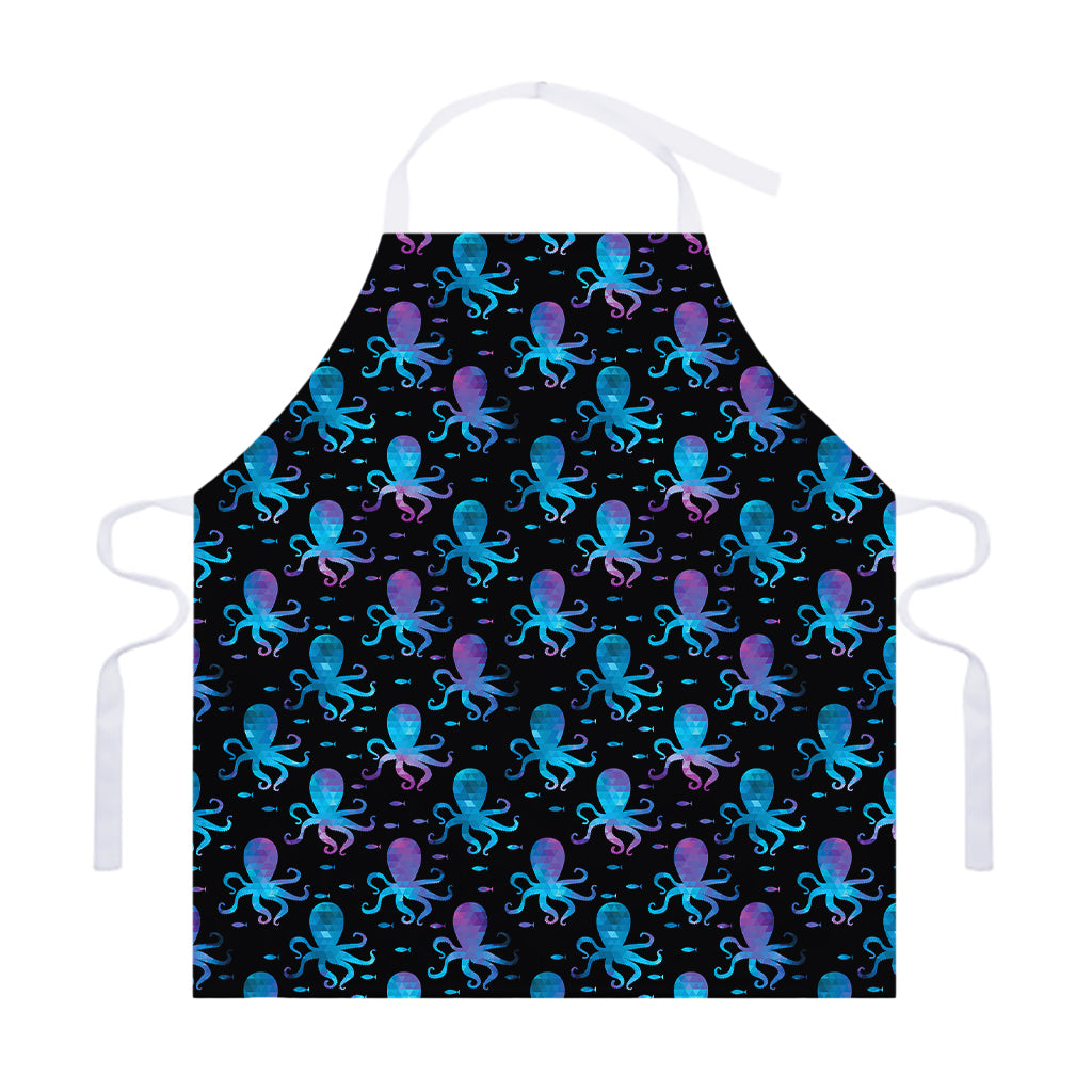 Purple And Teal Octopus Pattern Print Adjustable Apron