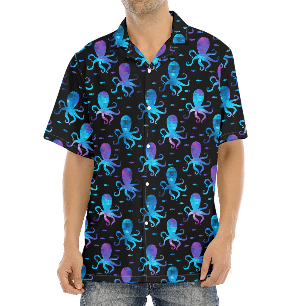 Purple And Teal Octopus Pattern Print Aloha Shirt