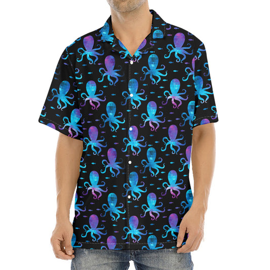Purple And Teal Octopus Pattern Print Aloha Shirt