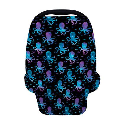 Purple And Teal Octopus Pattern Print Baby Seat Cover