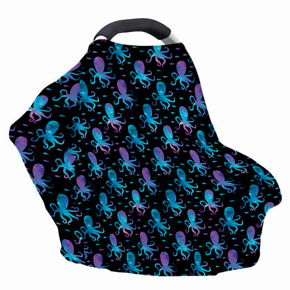Purple And Teal Octopus Pattern Print Baby Seat Cover