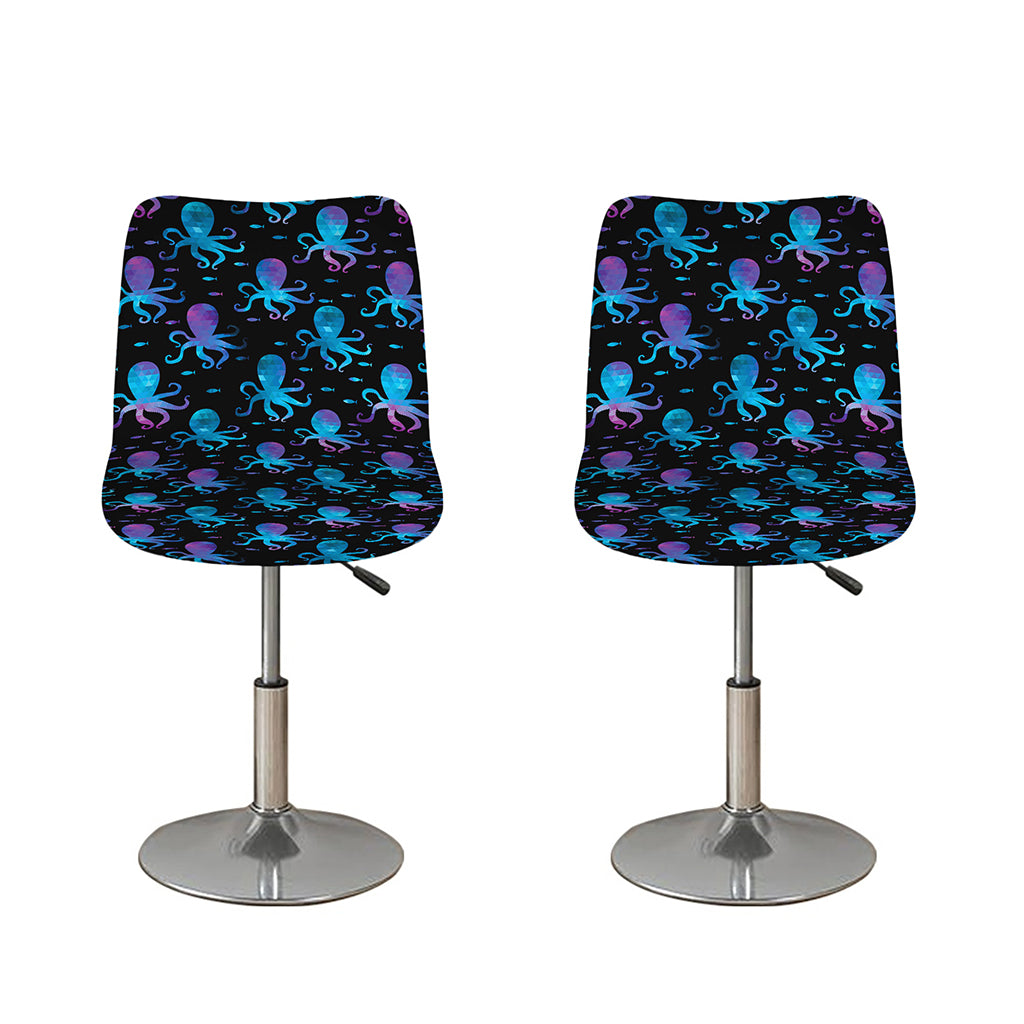Purple And Teal Octopus Pattern Print Bar Stool Covers