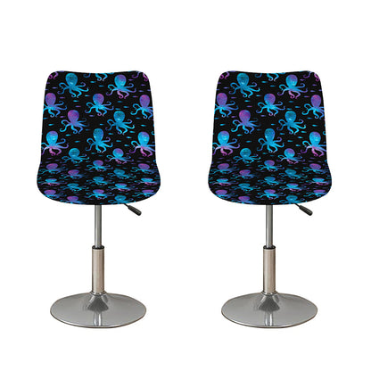 Purple And Teal Octopus Pattern Print Bar Stool Covers