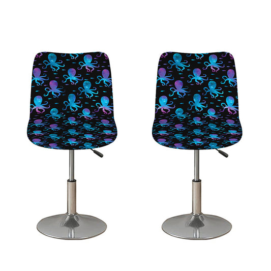 Purple And Teal Octopus Pattern Print Bar Stool Covers