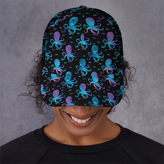 Purple And Teal Octopus Pattern Print Baseball Cap