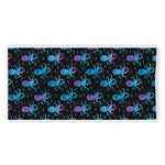 Purple And Teal Octopus Pattern Print Beach Towel