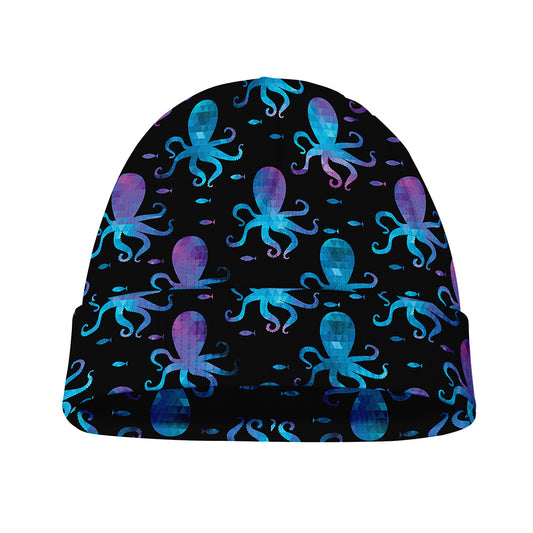 Purple And Teal Octopus Pattern Print Beanie