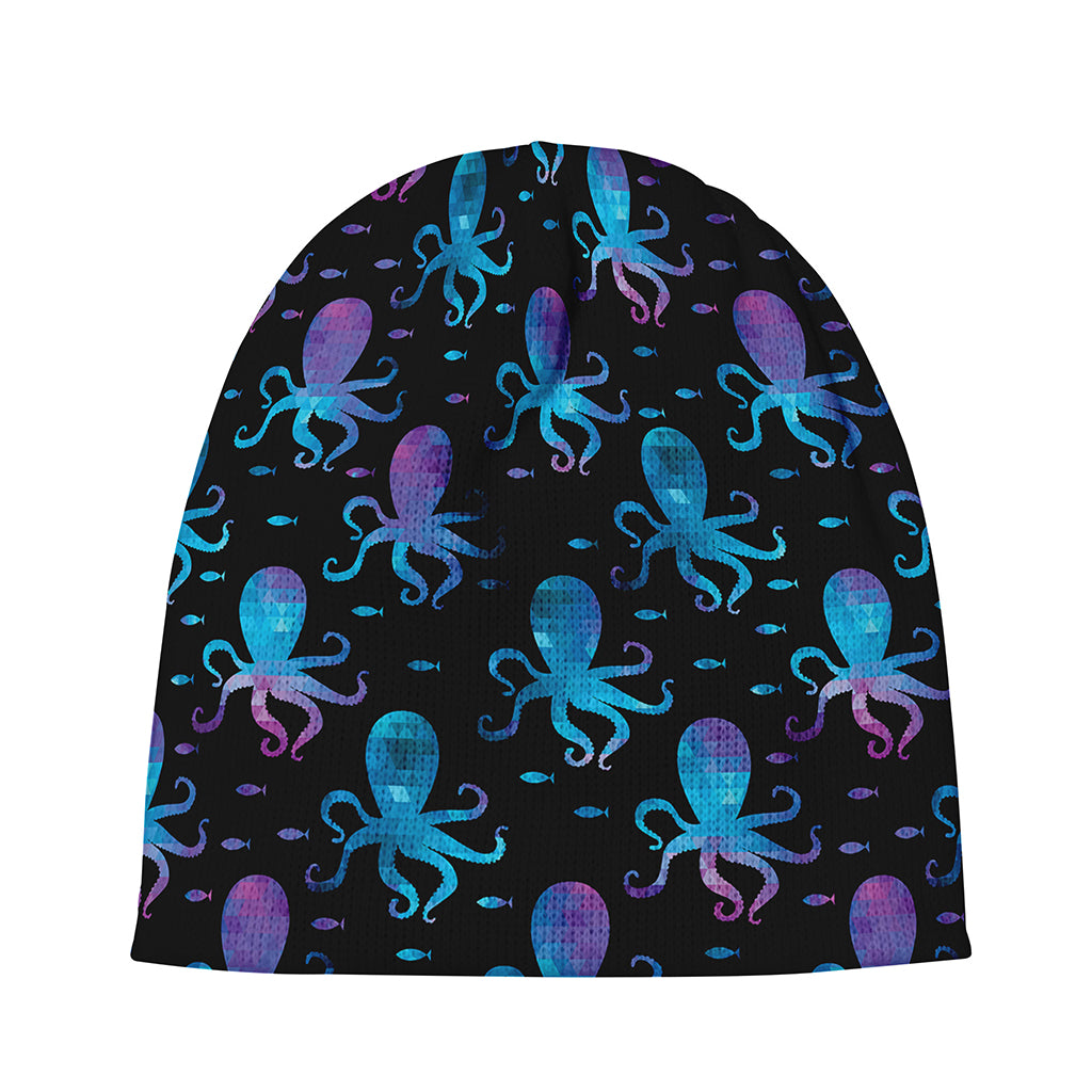 Purple And Teal Octopus Pattern Print Beanie