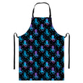 Purple And Teal Octopus Pattern Print Bib Apron With Pocket