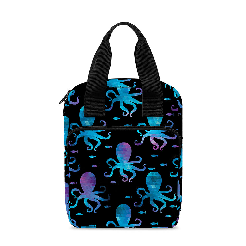Purple And Teal Octopus Pattern Print Bible Tote Bag