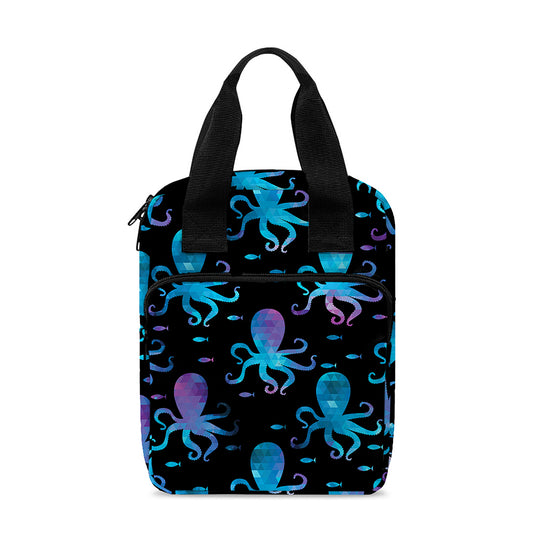 Purple And Teal Octopus Pattern Print Bible Tote Bag