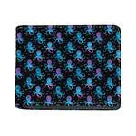Purple And Teal Octopus Pattern Print Bifold Wallet