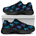 Purple And Teal Octopus Pattern Print Black Chunky Shoes