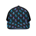 Purple And Teal Octopus Pattern Print Black Mesh Trucker Hat