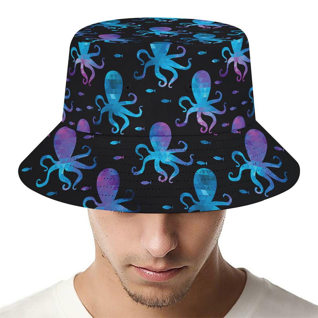 Purple And Teal Octopus Pattern Print Bucket Hat