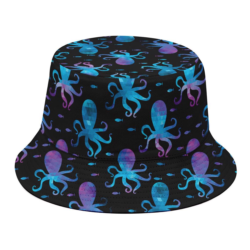 Purple And Teal Octopus Pattern Print Bucket Hat