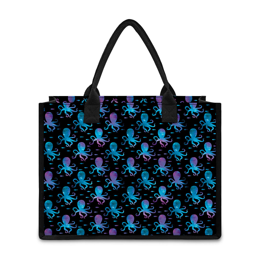 Purple And Teal Octopus Pattern Print Canvas Tote Bag