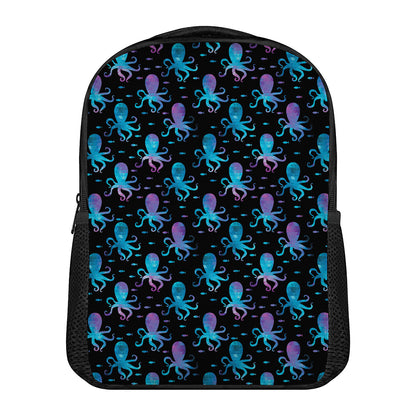 Purple And Teal Octopus Pattern Print Casual Backpack