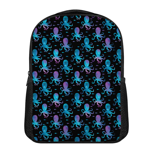 Purple And Teal Octopus Pattern Print Casual Backpack