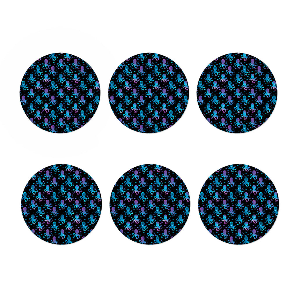 Purple And Teal Octopus Pattern Print Coaster Set