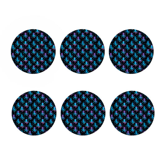 Purple And Teal Octopus Pattern Print Coaster Set
