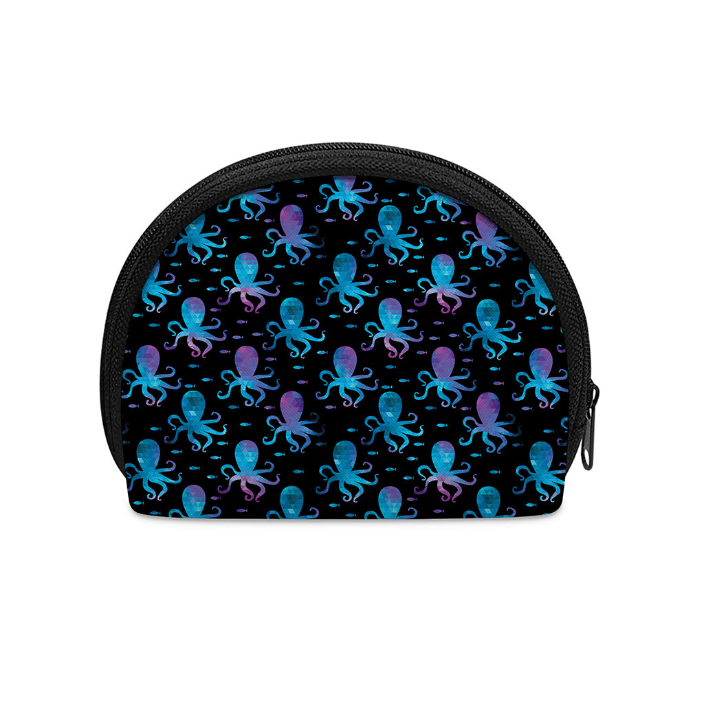 Purple And Teal Octopus Pattern Print Coin Purse