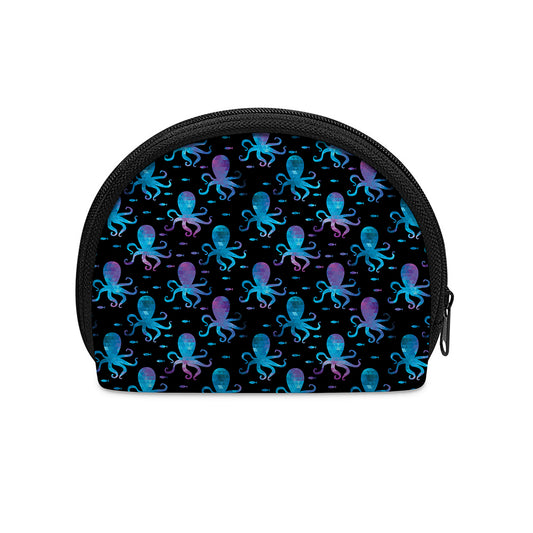 Purple And Teal Octopus Pattern Print Coin Purse