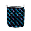 Purple And Teal Octopus Pattern Print Collapsible Laundry Basket