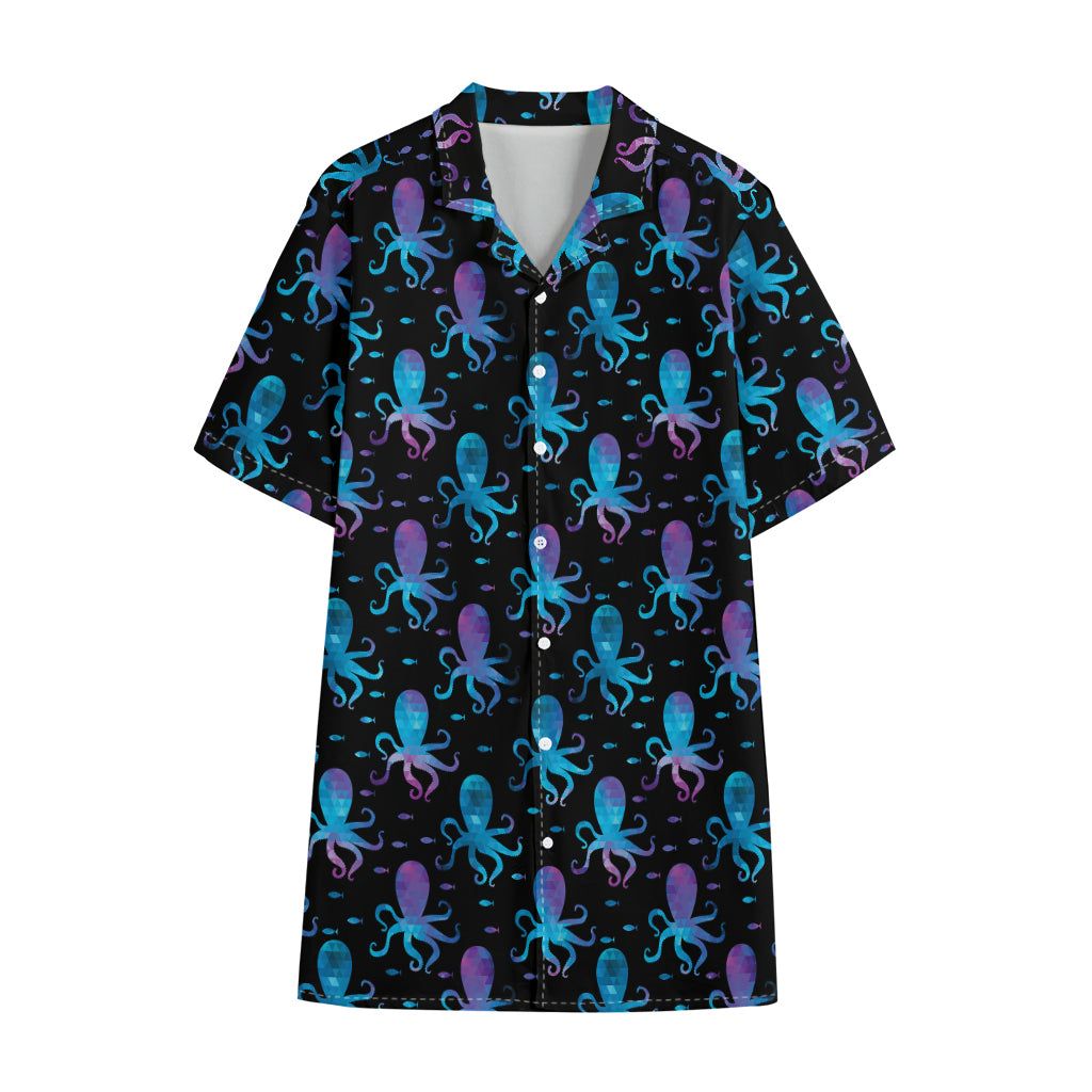 Purple And Teal Octopus Pattern Print Cotton Hawaiian Shirt