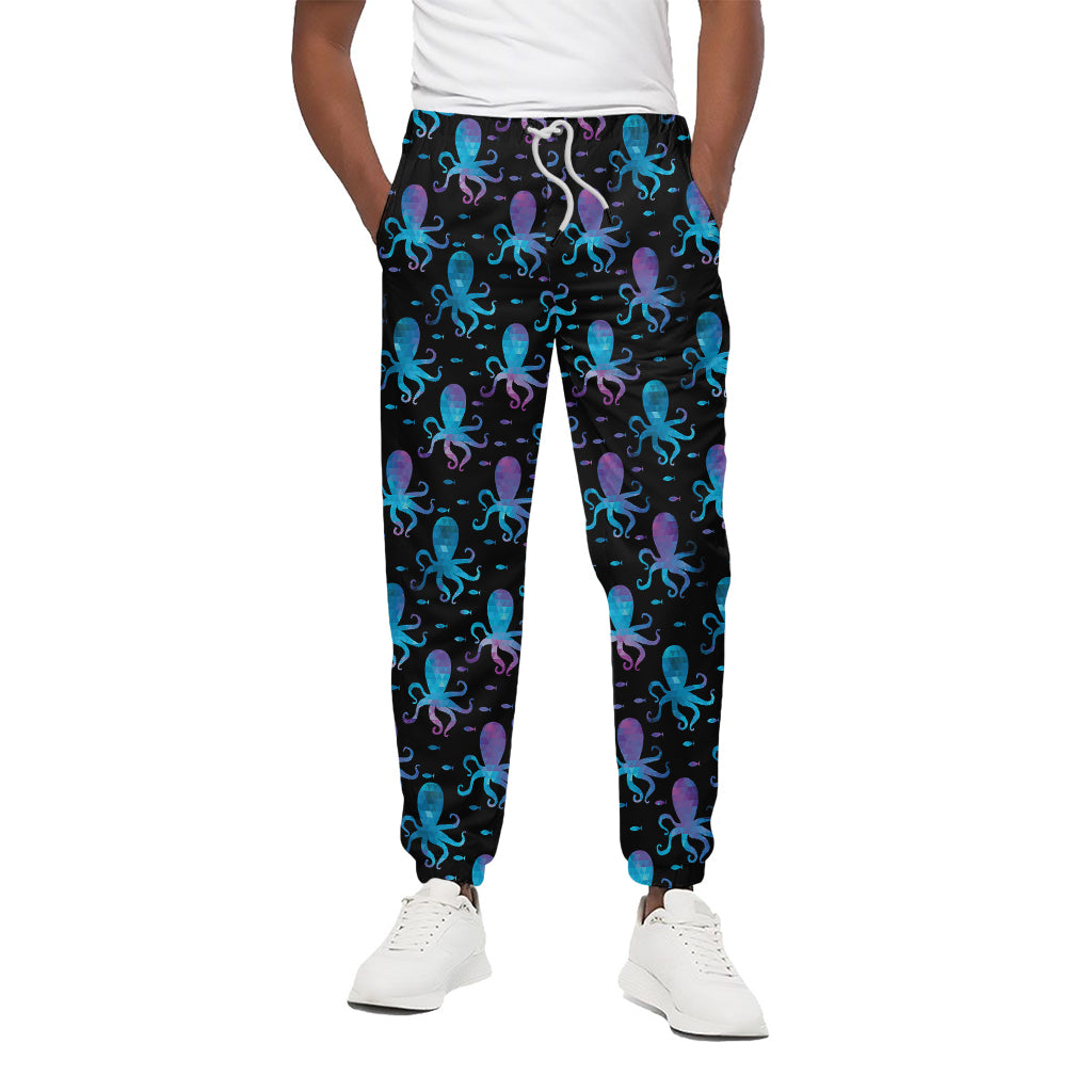 Purple And Teal Octopus Pattern Print Cotton Pants
