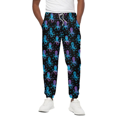 Purple And Teal Octopus Pattern Print Cotton Pants